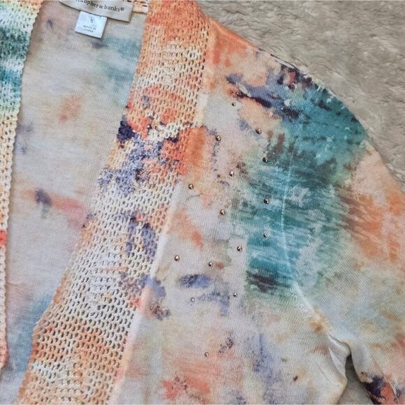 Christopher & Banks Multicolor Watercolor with Rhinestones Cardigan, Size Small - Picture 8 of 8